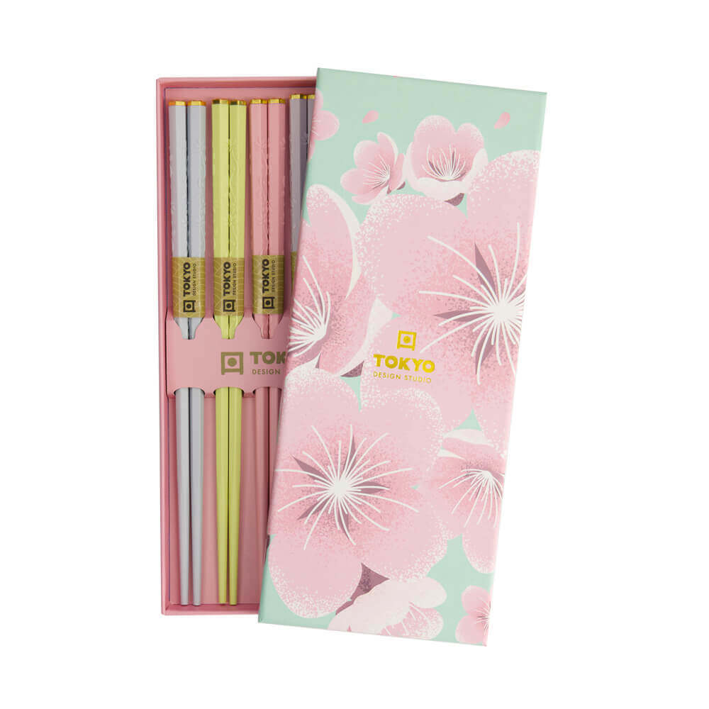 Tokyo Design Studio Pink Sakura Set of 5 Chopsticks Giftset